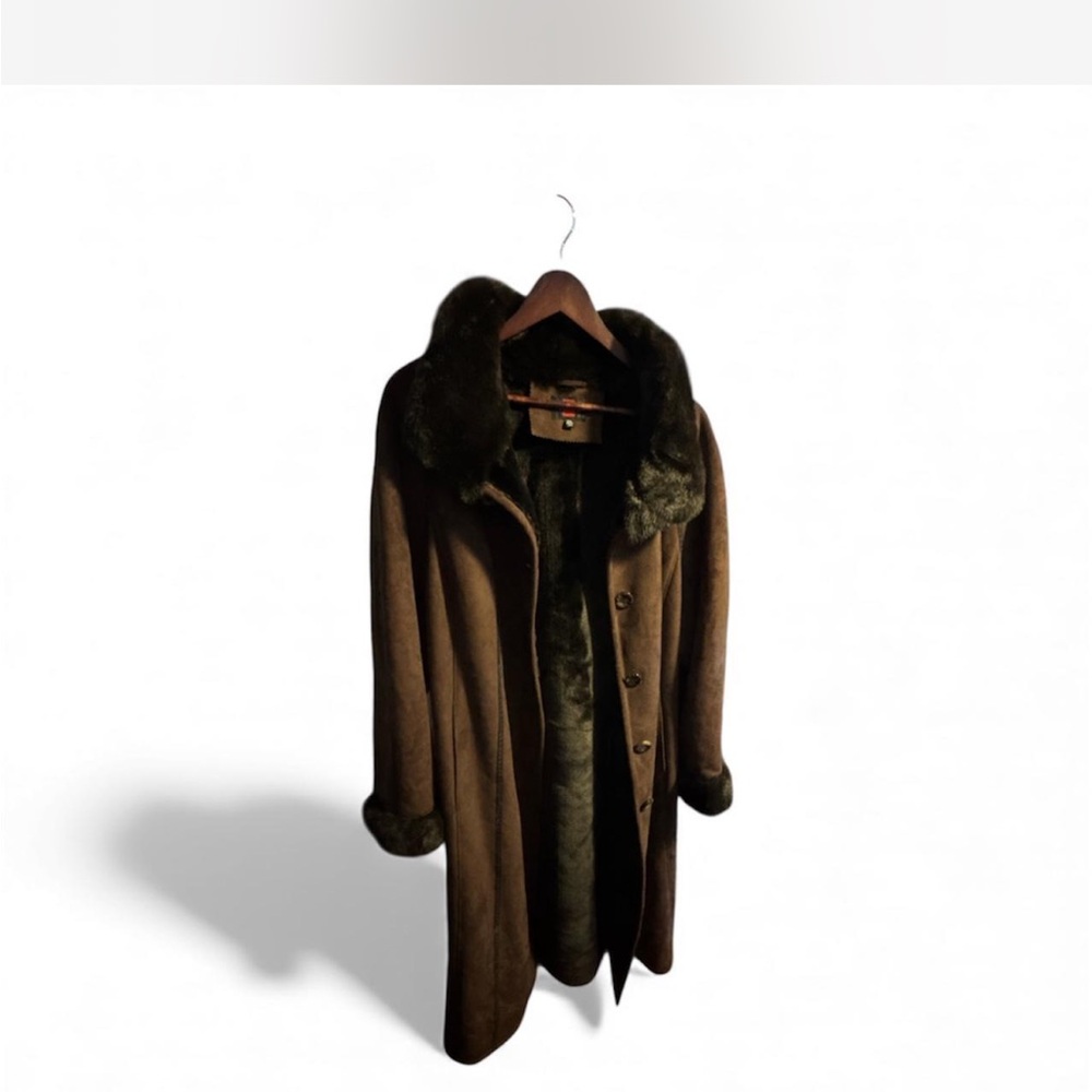 Gallery Dark Brown Teddy Jacket with Fur Trim